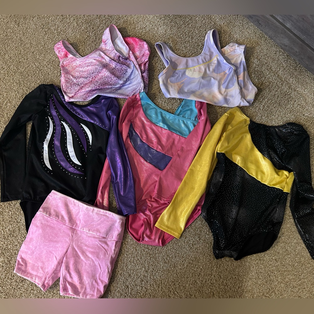 Colorful Gymnastics Leotards and Shorts Set